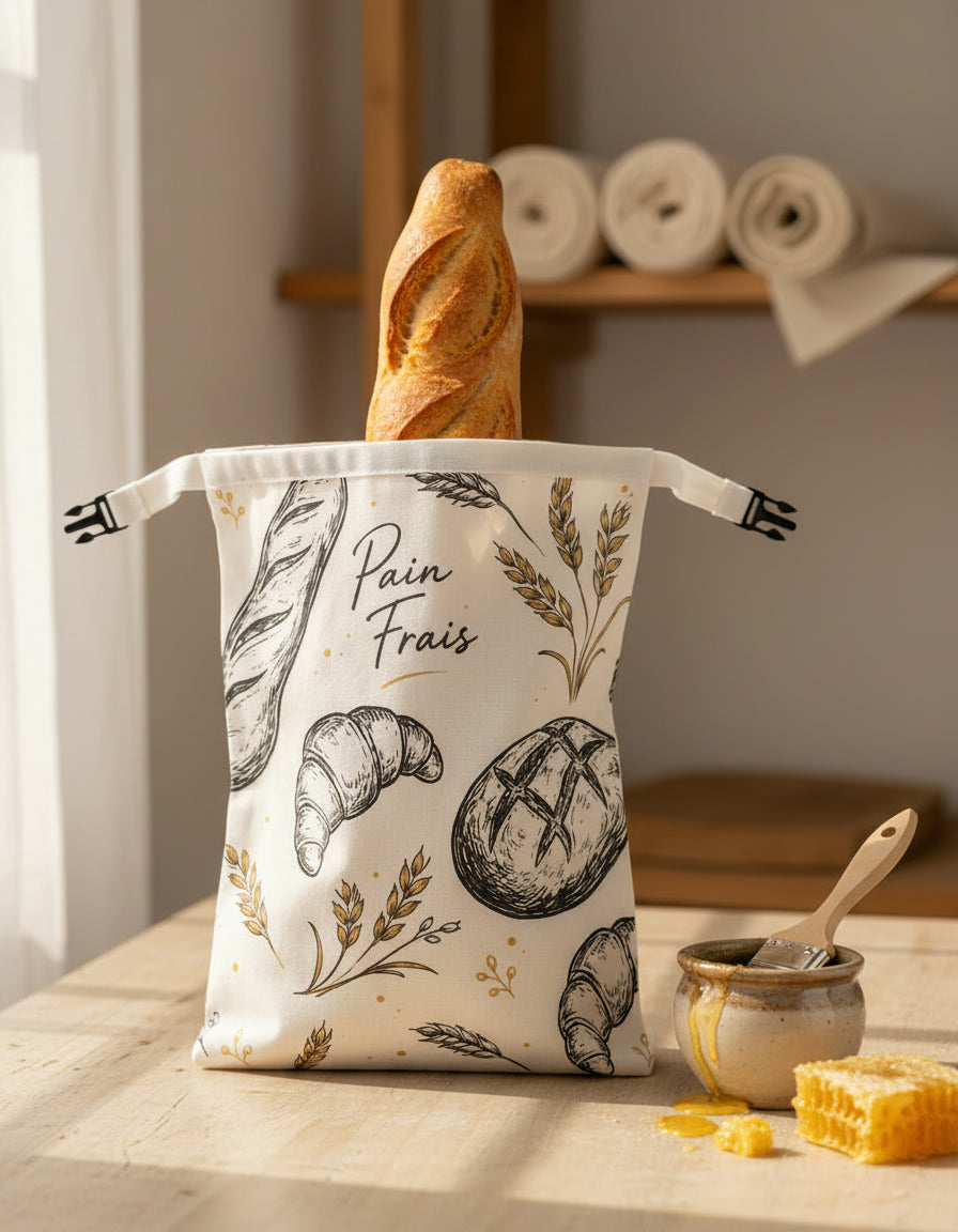 Atelier avec coton, cire d'abeille et le sac à pain Mie & Cire