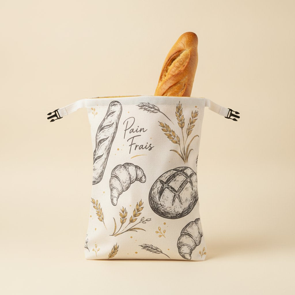 1 sac à pain Mie & Cire « Pain Frais », avec une baguette