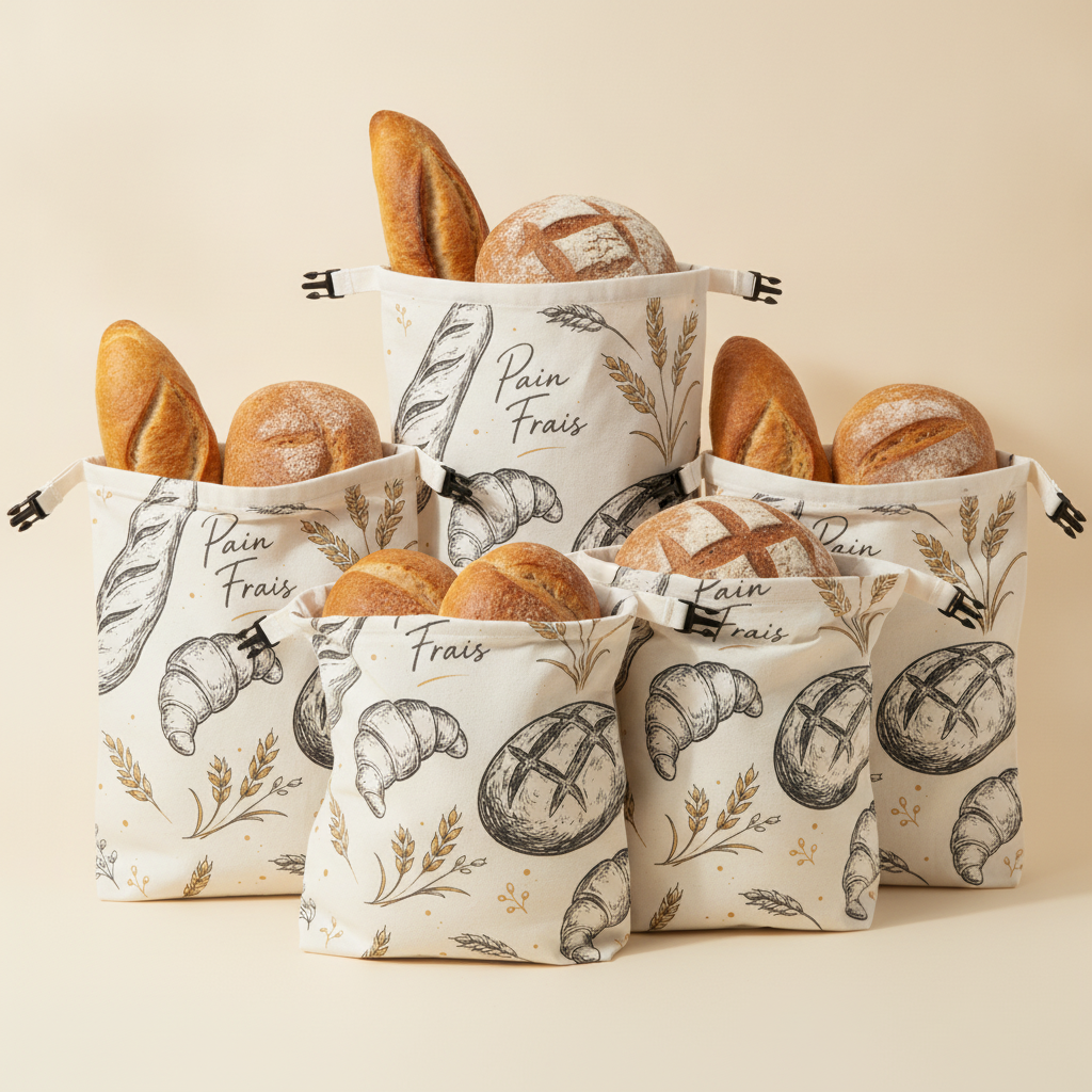 Pack 3+2 offerts : 5 sacs à pain Mie & Cire « Pain Frais »